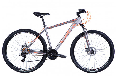 Велосипед 29" Discovery BASTION 2024 (серебристо-оранжевый (м))