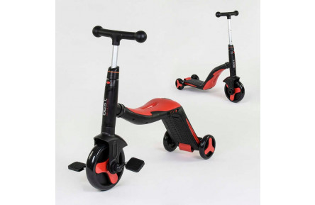 Самокат 3в1 Best Scooter JT 28288, самокат-велобег-велосипед, красный