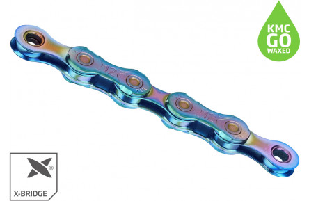 Цепь 126 зв. 1/2"x11/128 KMC X12 NPNP Waxed Chain, Aurora Blue