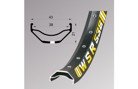 Обід Remerx WSR RX 2038, 27,5'', 584x38, 36 отв., AV, пістонований, чорний анодований, E-Bike