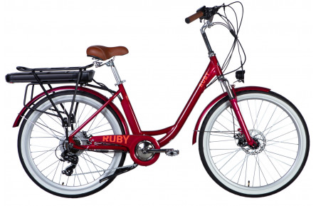 Велосипед с электроприводом 26" AL Dorozhnik eRUBY DD FR рама-17" 36B 17.5А*ч 500Вт бордовый YS 7496 2025