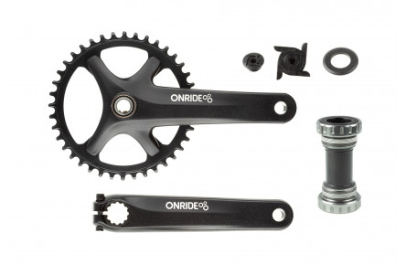 Шатуни ONRIDE Solo Pro 1130, Hollowtech, 170 мм, 40Т, BCD 110 мм, на 11/10/9 шв., з кареткою, чорний