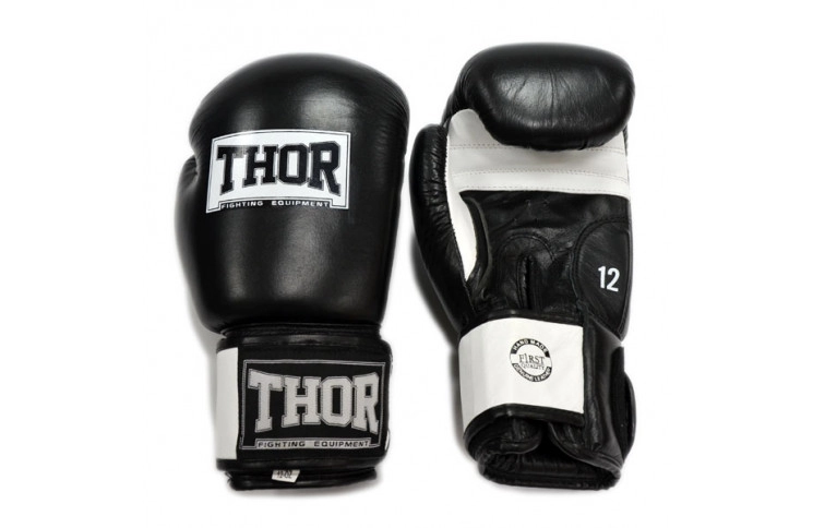 Перчатки боксерские THOR SPARRING 16oz/PU/черно-белые