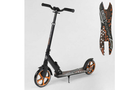 Самокат 34750 (2) Best Scooter, ЧОРНИЙ, зажим руля, переднє колесо PU - 22 см, заднє колесо PU - 20 см, 1 амортизатор, в коробці