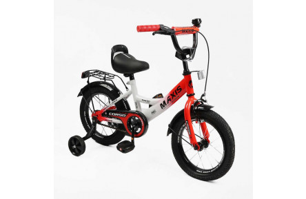 Велосипед 14" дюймів 2-х колісний "CORSO" MAXIS MX-73569 (1) ручне гальмо, дзвіночок, сидіння з ручкою, додаткові колеса, ЗІБРАНИЙ НА 75, в коробці