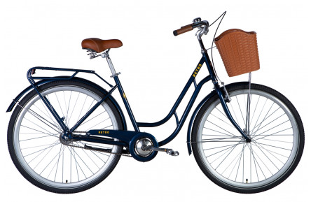 Велосипед ST 28" Dorozhnik RETRO Velosteel малиновий з багажником задній St з кошиком Pl з крилом St 2024 (синій)