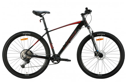 Велосипед Leon TN-70 AM HDD AL 2024 29" 19" черный с красным (матовый)