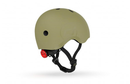 Шолом захисний дитячий Scoot and Ride, оливковий, з ліхтариком, 51-53см