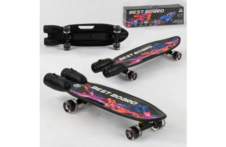 Скейтборд S-00501 Best Board с музыкой и дымом, USB зарядка, аккумуляторные батареи, PU колеса со светом 60х45мм