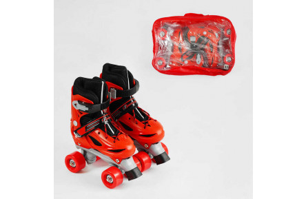 Ролики 5490-XS розмір 27-30 колір ЧЕРВОНИЙ, колеса PVC, устілка 14.5-16 см, d колес – 4,5 см, в сумці