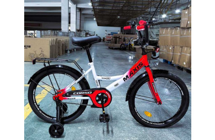 Велосипед 20" дюймів 2-х колісний "CORSO" MAXIS MX-89782 (1) ручне гальмо, дзвіночок, додаткові колеса, ЗІБРАНИЙ НА 75, в коробці
