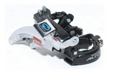 Перемикач перед. универсал. тяга нижн. хомут max-48T 34.9мм (адаптер 31.8мм)мм SHIMANO FD-M310 срiблястий з чорним