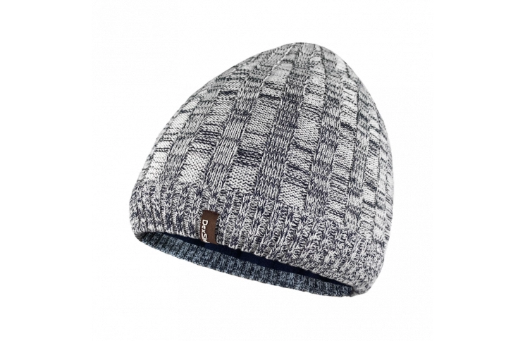 Водонепроникна шапка Dexshell Heathered Rib Knit Beanie, onesize (56-58 см), біло-сіра