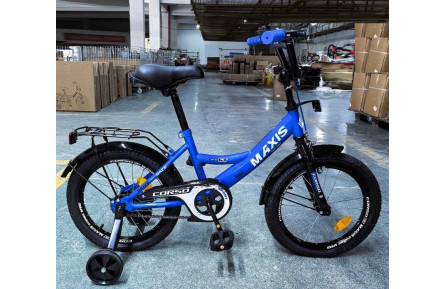 Велосипед 16" дюймів 2-х колісний "CORSO" MAXIS MX-97312 (1) ручне гальмо, дзвіночок, сидіння з ручкою, додаткові колеса, ЗІБРАНИЙ НА 75, в коробці