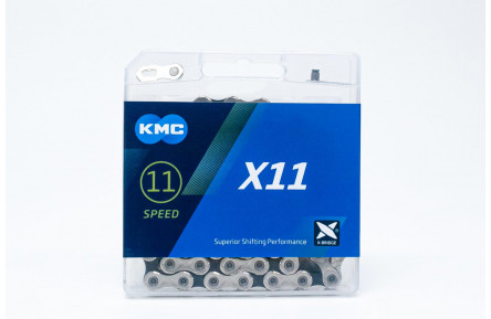 Ланцюг 11 ск. 118зв. silver/black KMC X11 із замком NEW BOX