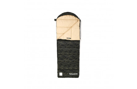 Спальный мешок с капюшоном Naturehike M320 CNK2350WS023, зеленый камуфляж, правый