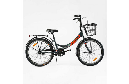 Велосипед складной Corso 24" Advance A24715 + КОРЗИНА, сталь 14"