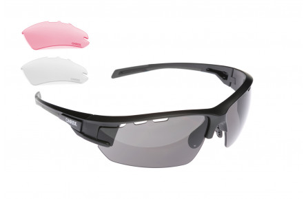 Очки ONRIDE Leader 40 матово-черные с линзами: дымчатые (17%), HD Pink (37%), Clear (100%)