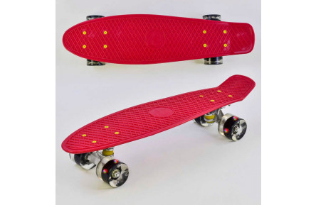 Скейт Пенні борд 0110 Best Board, ВИШНЕВИЙ, дошка = 55см, колеса PU зі світлом, діаметр 6 см