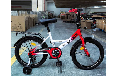 Велосипед 18" дюймів 2-х колісний "CORSO" MAXIS MX-61027 (1) ручне гальмо, дзвіночок, додаткові колеса, ЗІБРАНИЙ НА 75, в коробці