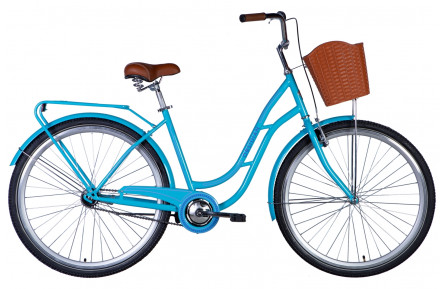Велосипед ST 28" Dorozhnik OBSIDIAN тормозная рама- с багажником задн St с корзиной Pl с крылом St 2024 (блакитний) 