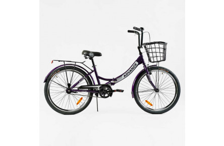 Велосипед складной Corso 24" Advance A24198 + КОРЗИНА, сталь 14"