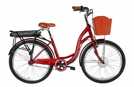 Велосипед з електроприводом 26" ST Dorozhnik eAQUAMARINE BH рама-17" 36 B 13 А*г 500 Вт бордовий YS 2476 (з пластиковою корзиною) 2026