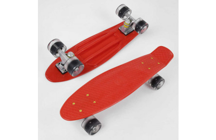 Скейт Пенни борд 8181 Best Board, КРАСНЫЙ, доска = 55см, колеса PU со светом, диаметр 6 см