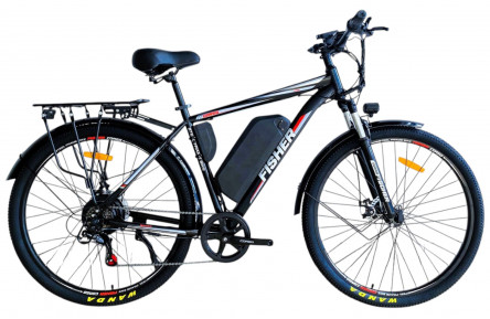 Электровелосипед Corso Fisher 29" FH-86477 (600Вт 48В 20Ач), 21", черно-белый, Shimano 7 скоростей