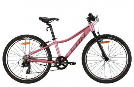 Велосипед Leon JUNIOR Vbr AL 2024 24" 12" рожевий з чорним (матовий)