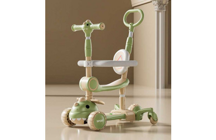 Самокат триколісний 5 в 1 "Skyper" TF-12008/1 (6) колеса PU 120х28мм зі світлом, музика та підсвічування платформи, доп. колеса, захисний бампер