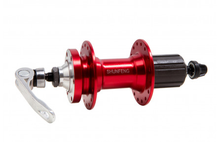 Задня втулка під диск. AL 36H 14G DD з QR на пром. підшипні. 132мм вісь - 10мм червоний SHUNFENG SF-A217R (пошкодження металу)