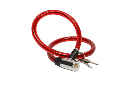 Замок тросовий на ключі VLT PJ-112S 800мм *12мм червоний AM (брендоване пакування)