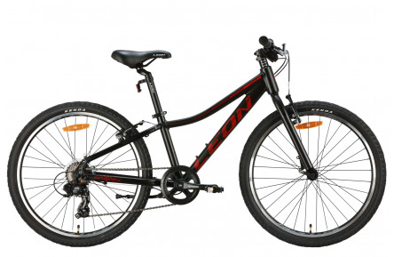 Велосипед Leon JUNIOR Vbr AL 2024 24" 12" чорний з червоним (матовий)