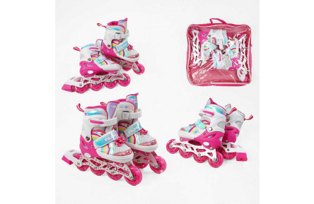 Ролики 75504-S розмір 29-33 (6) колір РОЖЕВИЙ, колеса PU, d колес – 6 см, переднє зі світлом, в сумці
