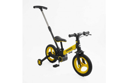 Велосипед-трансформер Corso 6490-18 колеса PU 12", родительская ручка, съемные педали, ручной тормоз, вспомогательные боковые колеса