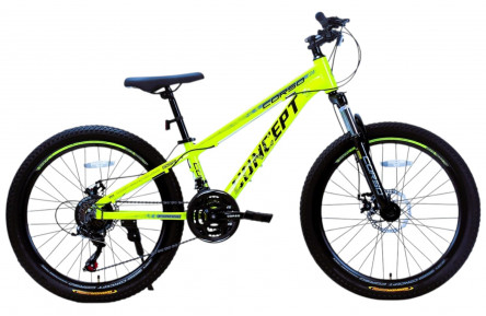 Велосипед Corso 24" CONCEPT CP-24074 11" кислотно-жовтий, обладнання Shimano 21 швидкість