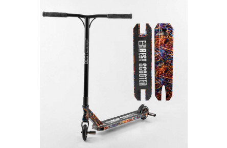 Самокат трюковый Best Scooter BS-77350 HIC-система, ПЕГИ, алюминий с ПРИНТОМ, колеса PU, d=110мм, руль – 60 см