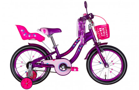 Велосипед уцінений сталь 16 Formula FLOWER PREMIUM рама-8.5" фіолетовий з багажником для ляльок з корзиною Pl з крылом St 2024