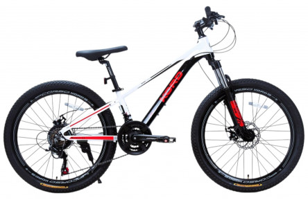Велоcипед Corso Kord 24" KD-24328 11" чорно-білий, обладнання Shimano 21 швидкість