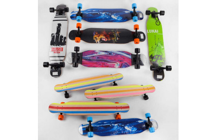 Скейт-лонгборд С 32022 6 видов, подшипник АВЕС-11, колеса PU, d=7см.
