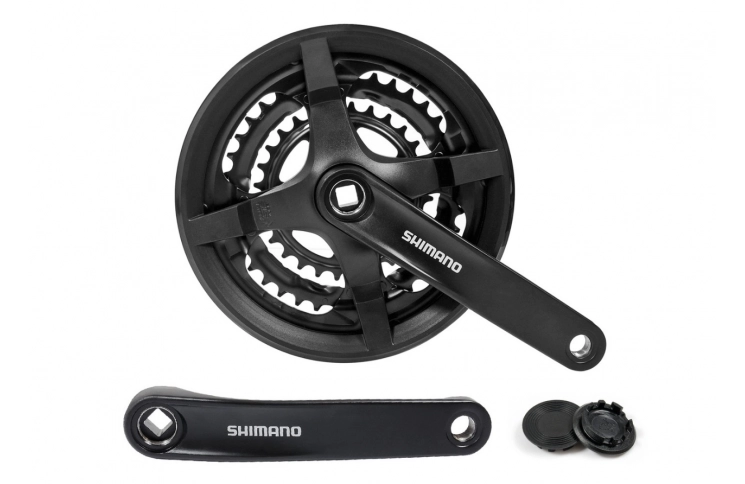 Шатуни Shimano FC-TY301, 24-34-42Т, квадрат, 175 мм, чорні