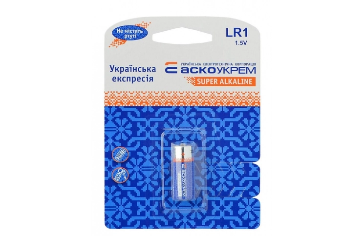 С ШОУРУМА! Батарейка LR1 щелочная 1.5V LR1.BP1 (blister) 1шт АСКО-УКРЕМ