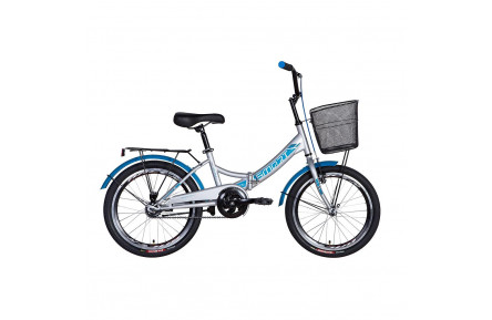 Подростковый велосипед Formula Smart 2021 20" 13" серебристый с голубым (с корзиной)