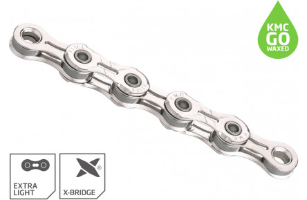 Цепь 118 зв. 1/2"x11/128 KMC X11EL NPNP Waxed Chain, (облегченый), silver/silver