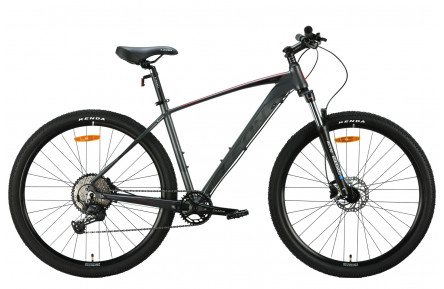 Велосипед Leon TN-70 AM HDD AL 2024 29" 19" графітовий з чорним та червоним (матовий)