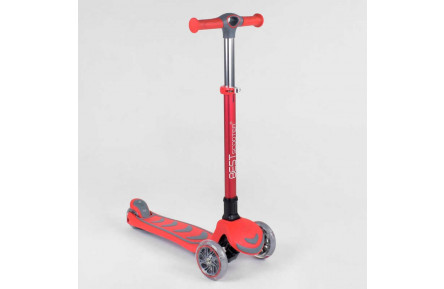 Самокат триколісний 92606 Best Scooter, ЧЕРВОНИЙ, складне алюмінієве кермо, 4 колеса PU зі світлом, d = 12 см