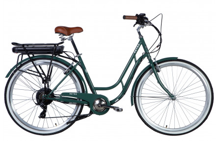 Велосипед з електроприводом 28" ST Dorozhnik eRETRO Vbr FR рама-19" 36B 12.5А*г 500Вт зелено-сірий PANTONE 5477 C 2025