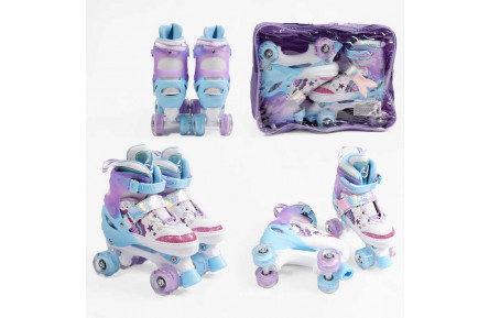 Ролики 67011-31 М розмір 34-38 (6) колір Фіолетовий, устілка 21-24 см, колеса PU, КОЛЕСА ЗІ СВІТЛОМ, d коліс – 4,5 см, в сумці