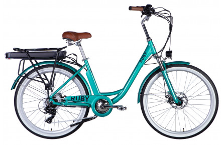 Велосипед с электроприводом Dorozhnik eRUBY DD FR 26" AL 17" 36B 17.5А*ч 500Вт бирюзовый YS 2260 2025